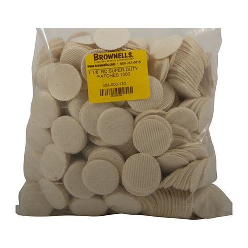 BROWNELLS HEAVY DUTY COTTON ROUND PATCHES1.125"/.25-.284 CAL 1000 PK
