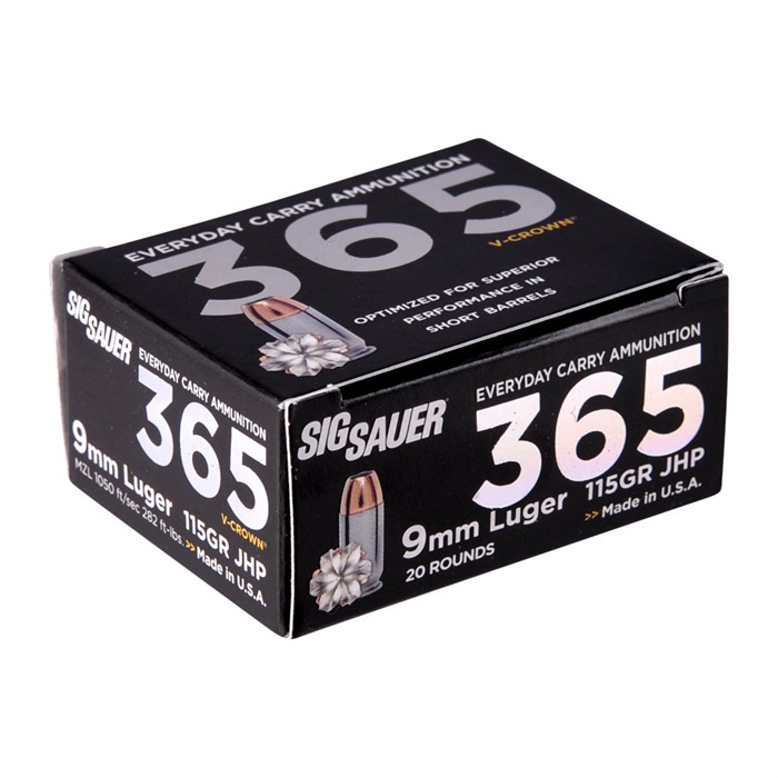 Sig SAUER, INC. 9MM LUGER 115GR V-CROWN JACKETED HOLLOW POINT 200/BOX