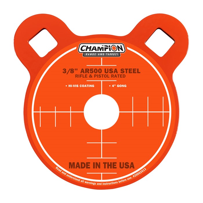Champion 44902 Center Mass 4" AR500 Steel Gong Target Gray