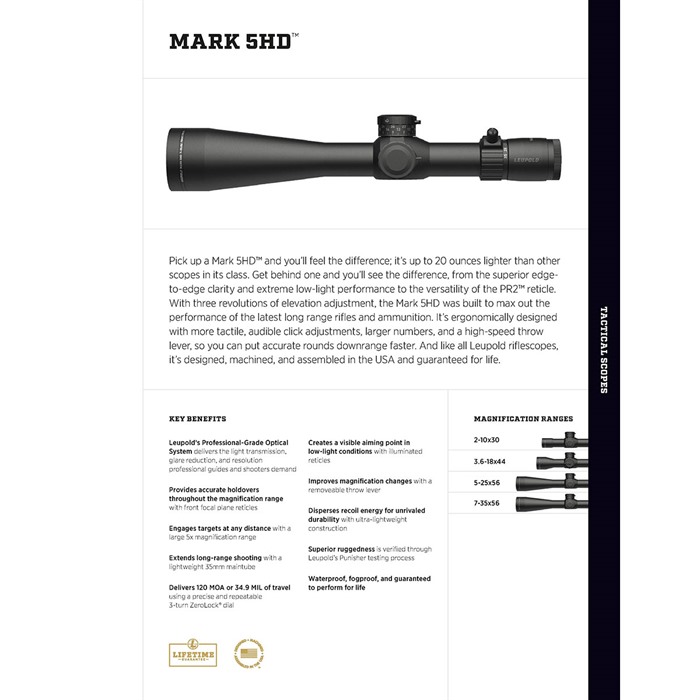 Leupold Mark 5HD 7-35x56 (35mm) M5C3 FFP H-59 Rifle Scope - Leupold & Stevens