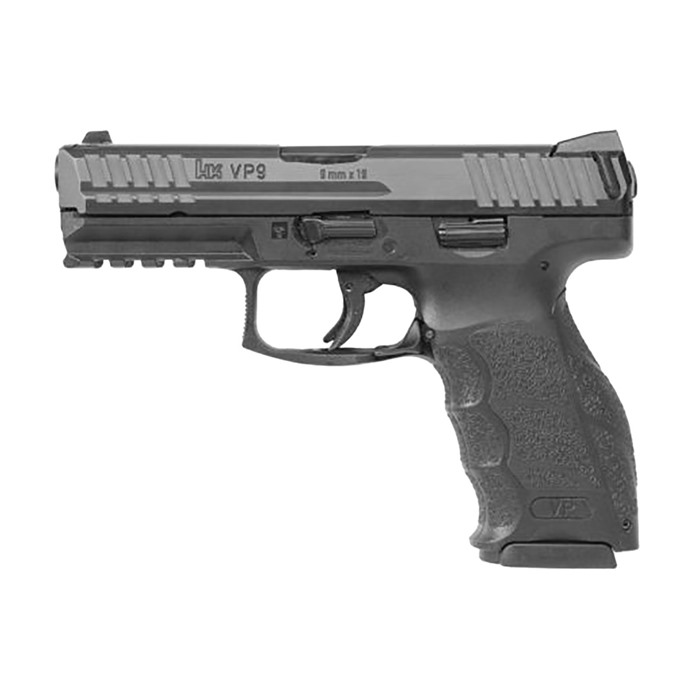 HK 81000283 VP9 Striker-Fired 9mm Pistol, 17-Round, 4.09" Barrel, 3-Dot Sights, Black Polymer Frame, Steel Slide, 7.34" Length, 26.56 oz, Two Magazines Included