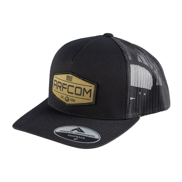AR15.COM BLACK SNAPBACK W/ BLACK MESH- OLIVE RUBBER HEXAGONAL PATCH