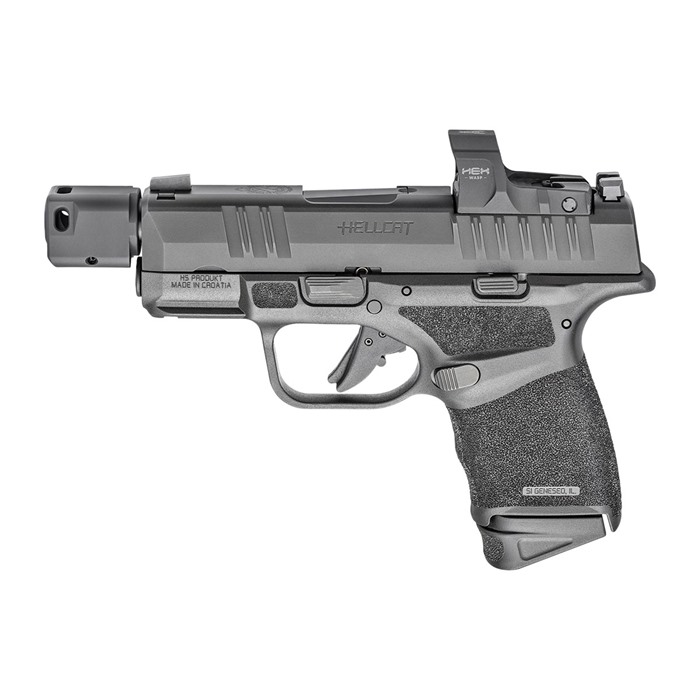 Springfield Armory Hellcat RDP MS 9mm 3.8" Black Semi-Auto Pistol: Hammer-Forged Steel Barrel, Billet Machined Slide, Polymer Frame, HEX Wasp Red Dot Sight, Dual Recoil System