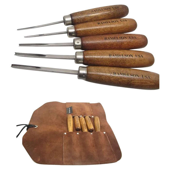 V&U CHISEL CARVING SET CHECKERING & RESORATION W-CASE 5PC