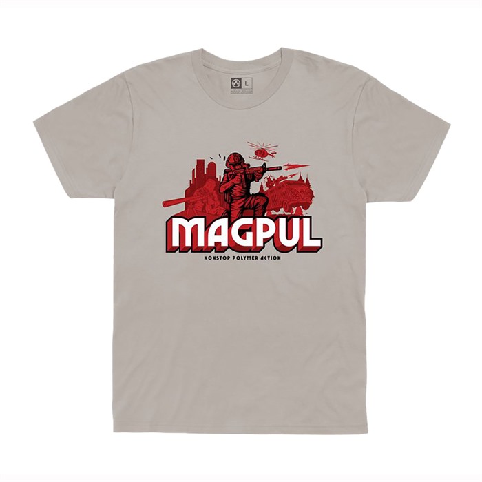 Magpul MAG1221-040-S Nonstop Polymer Action Cotton T-Shirt Silver Small