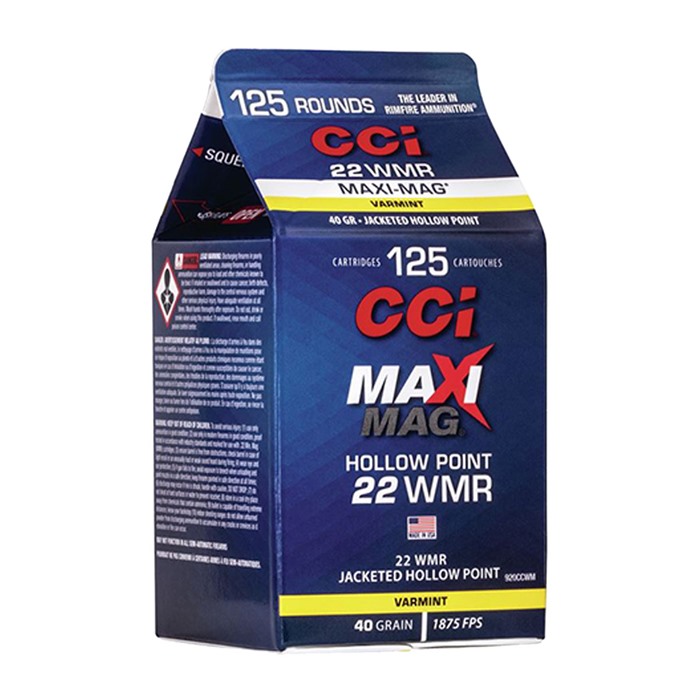 CCI 22 WMR 40GR JACKETED HOLLOW POINT 625/CASE