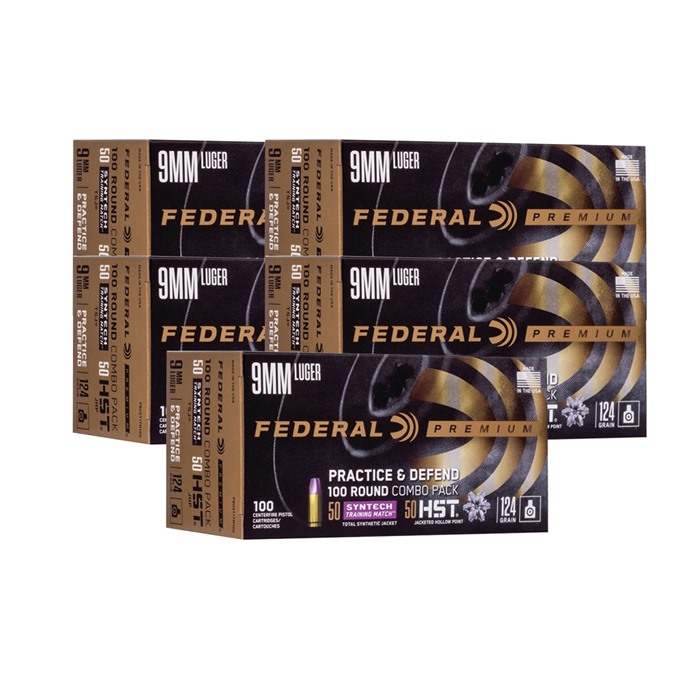Federal 9MM LUGER 124GR HST JHP/SYNTECH TSJ 500/CASE