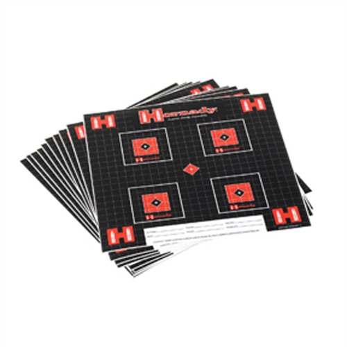 HORN LNL Hornady Targets 100PK | Half-Inch Grid Pattern | Multiple Aiming Points | Vivid White Bullet Hole Blasts