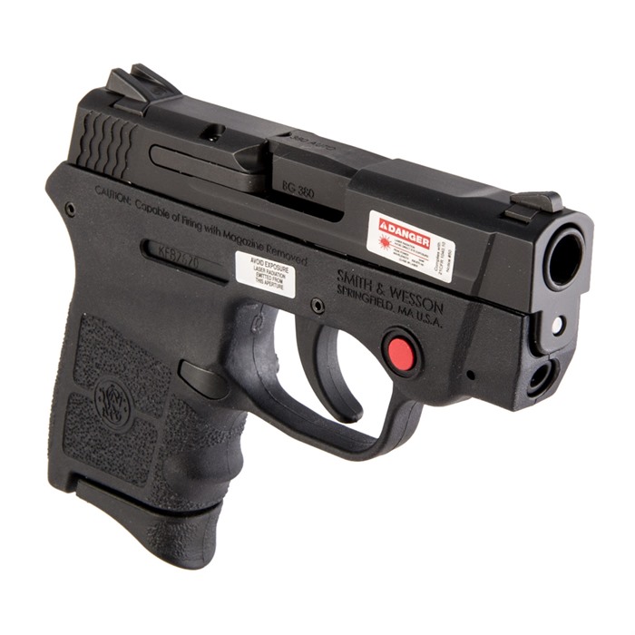 Smith & Wesson M&P Bodyguard 380 ACP 6+1 2.75" Stainless Steel Barrel, Black Armornite Serrated Slide, Matte Black Polymer Frame with Crimson Trace Laser, Black Finger Grooved Grips