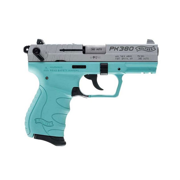 Walther PK380 5050325 3.6" 380 Auto Angel Blue 8+1 3-Dot Fixed Sights
