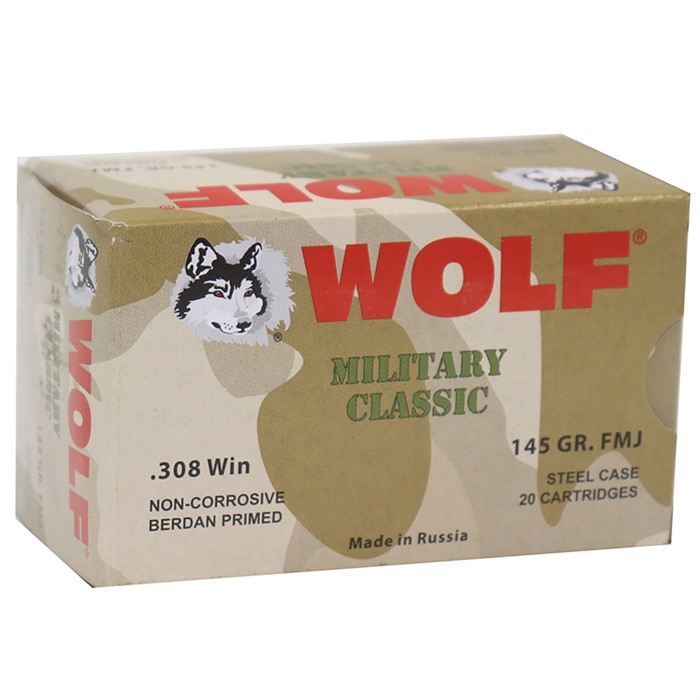 Wolf MC308FMJ145 308 Winchester 145gr FMJ Ammo 20/Box