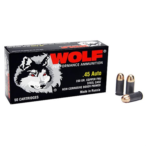 Wolf .45 ACP 230 Grain Full Metal Jacket Ammo 50 Rounds