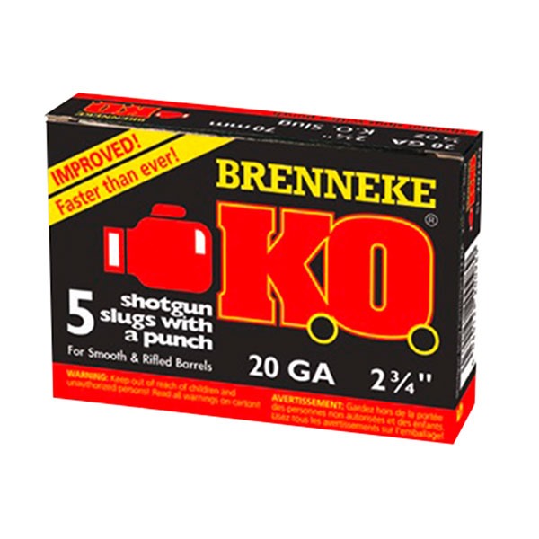 BRENNEKE USA K.O. 20 GAUGE 2-3/4" 3/4OZ RIFLED SLUG 5/BOX