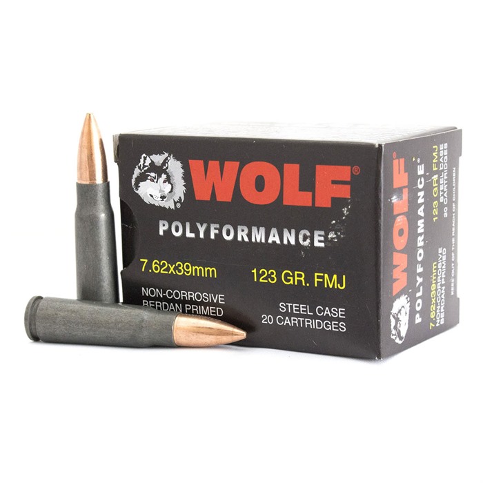 Wolf 7.62x39 123gr FMJ Steel Case Ammo
