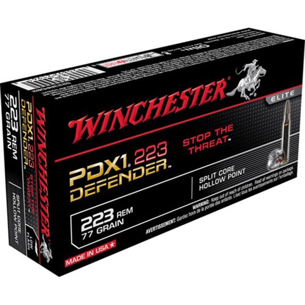 Winchester S223RPDB2 PDX1 Defender 223 Rem 77 gr 2500 fps SCHP Ammo 20 Bx/10