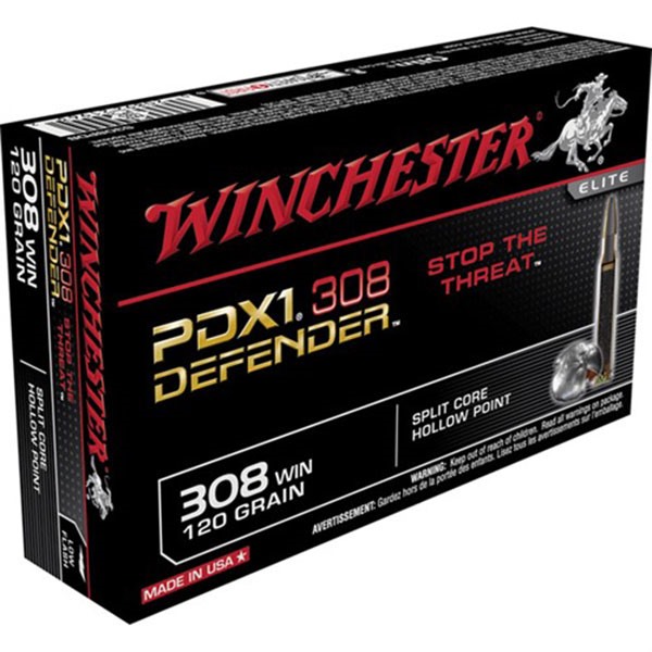 Winchester Ammo S308PDB PDX1 Defender 308 Win 120 gr Split Core Hollow Point 20 Per Box/ 10 Cs