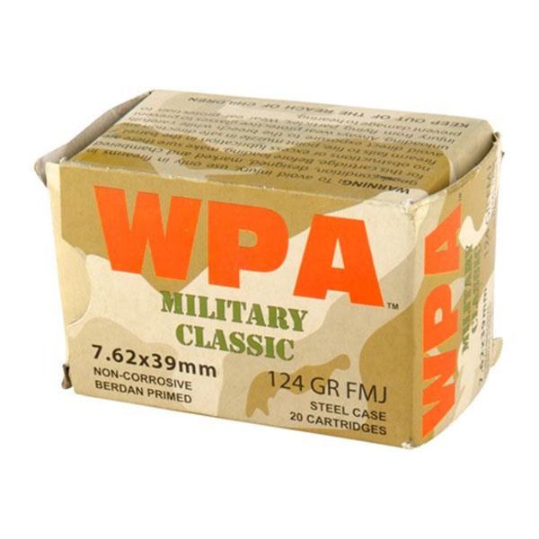 Wolf MC762BFMJ 7.62x39 124GR FMJ 20 Rounds - WOLF - 7.62 X 39 MM
