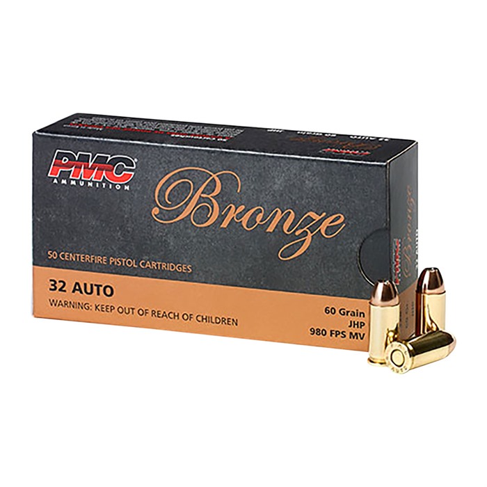 PMC Bronze Handgun Ammunition .32 ACP 60 Gr JHP 98
