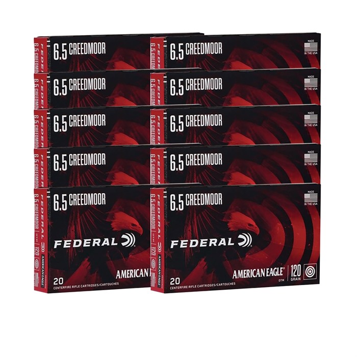 FEDERAL AMERICAN EAGLE 6.5MM CREEDMOOR 120GR OPEN TIP MATCH 200/CASE
