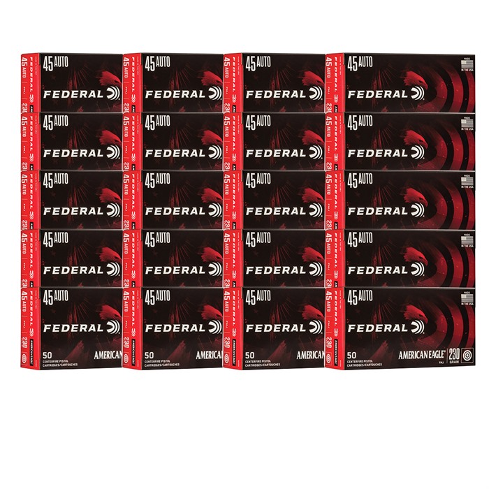 Federal 45 ACP 230GR FULL METAL JACKET 1000/CASE - Federal Premium Ammunition