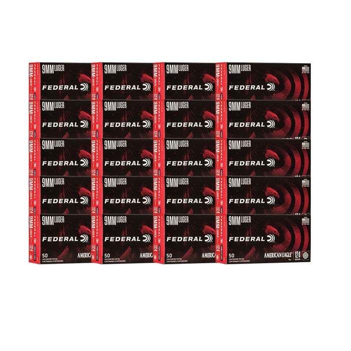 Federal 9MM LUGER 124GR FULL METAL JACKET 1000/CASE