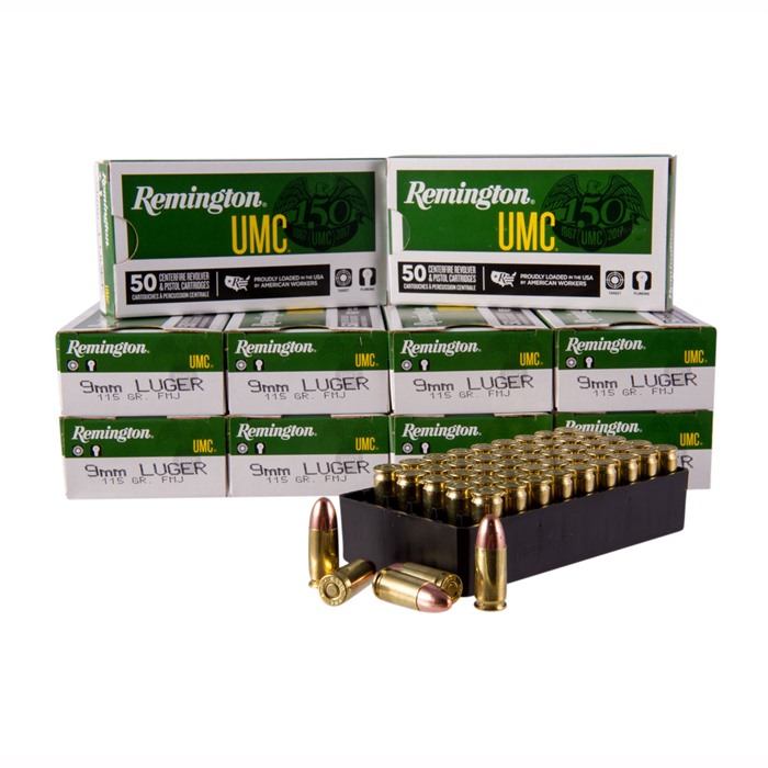 REMINGTON UMC 9MM LUGER 115GR FULL METAL JACKET 500/CASE