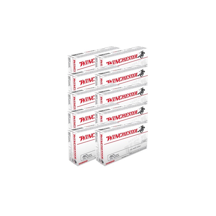 Winchester USA WHITE BOX 40 S&W 165GR FMJFN 500/CASE