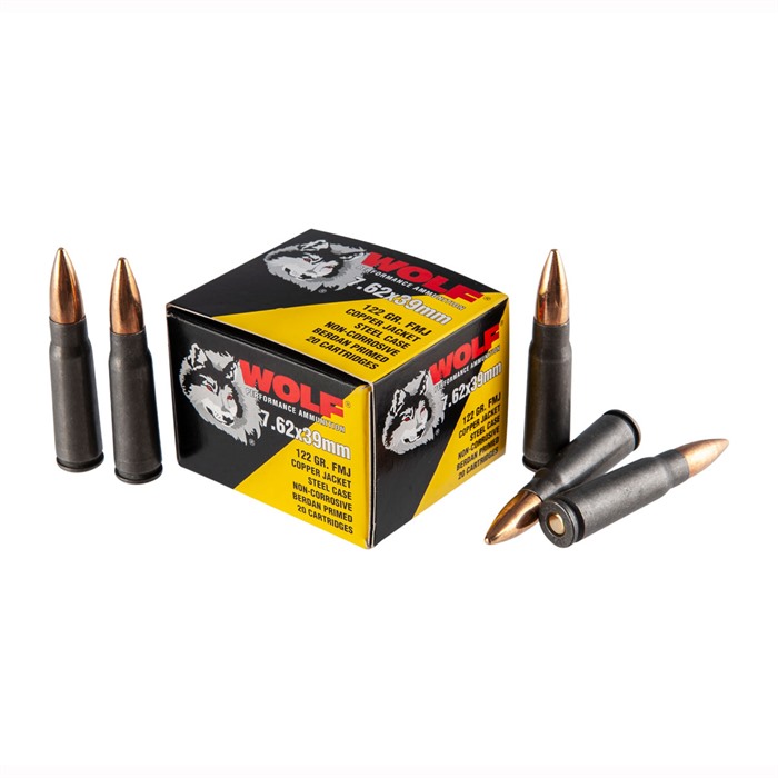 Wolf 7.62x39mm 122gr FMJ Copper Case Ammo 20/Box
