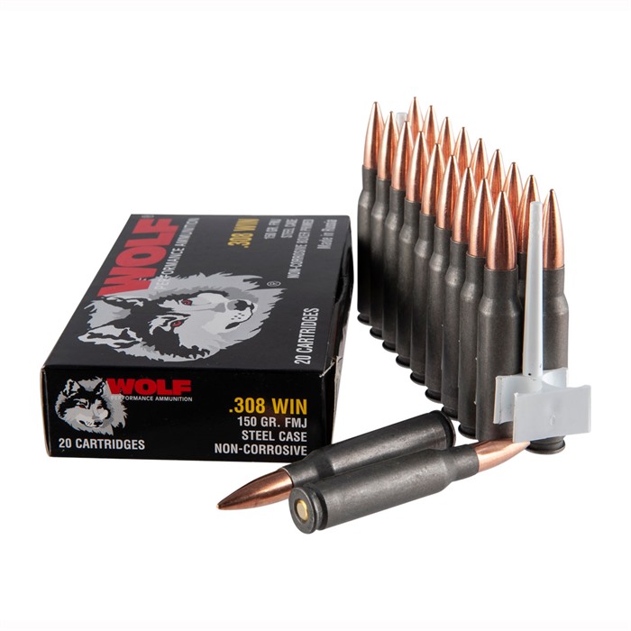 Wolf 308 Winchester 150gr FMJ Bimetal Case Ammo 20 Rounds