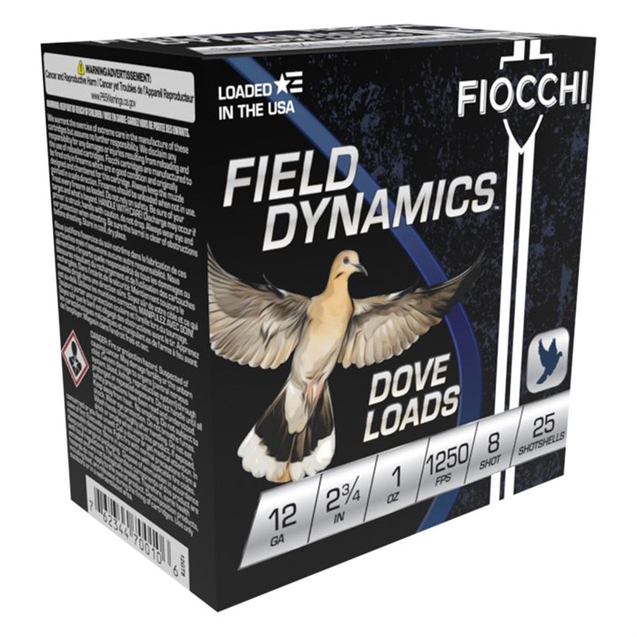 FIOCCHI AMMUNITION DOVE & QUAIL 12 GAUGE 2-3/4" 1-1/8OZ #8 SHOT 250/CASE