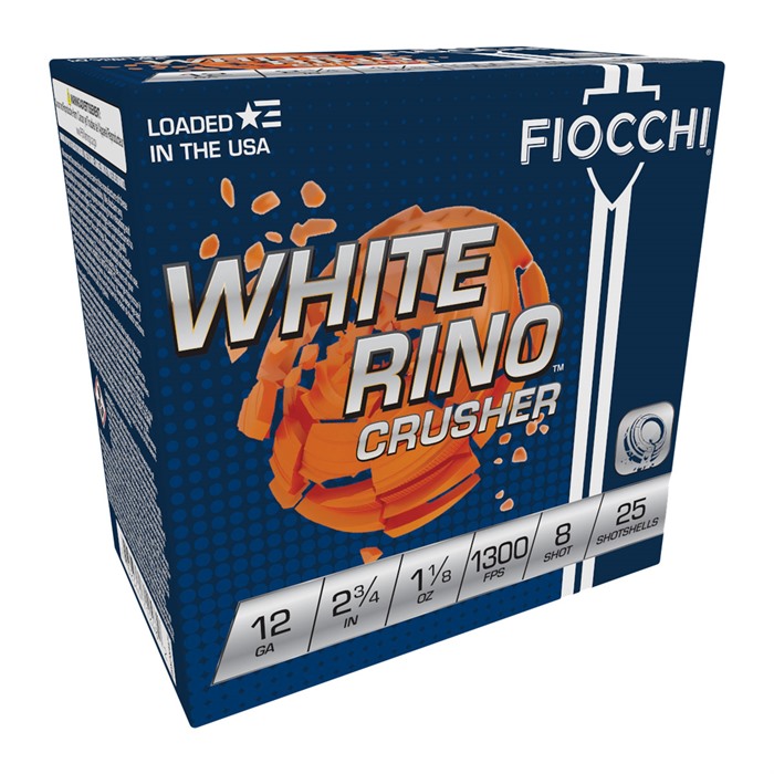 FIOCCHI AMMUNITION WHITE RINO CRUSHER 12 GAUGE 2-3/4" 1-1/8OZ #8 250/CASE