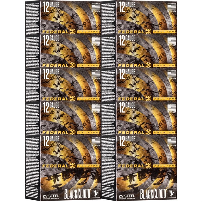 FEDERAL BLACK CLOUD FS STEEL 12 GAUGE 3" 1-1/4OZ #2 SHOT 250/CASE