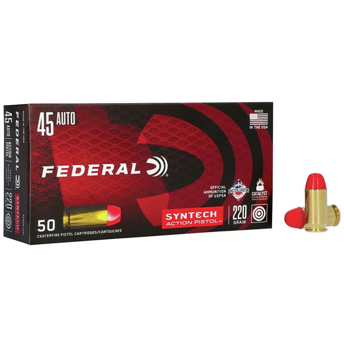 FEDERAL 45 ACP 220GR SYNTECH JACKET FLAT NOSE 50/BOX Pistol
