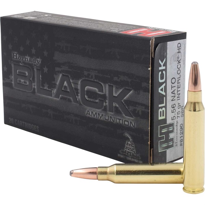 HORNADY BLACK 5.56 NATO 75GR INTERLOCK HD SBR JACKETED SP 200/CASE