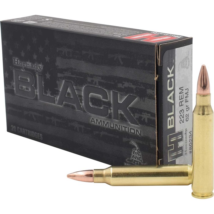HORNADY BLACK 223 REMINGTON 62GR FMJ FULL METAL JACKET 200/CASE