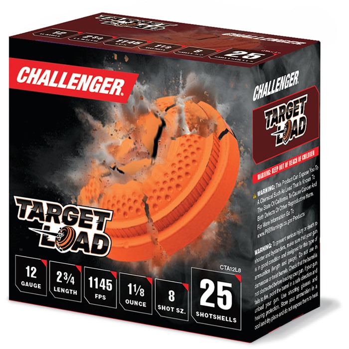Challenger CTA12L18 12 Gauge 2-3/4" 1oz #8 Shot Ammo 250/Case