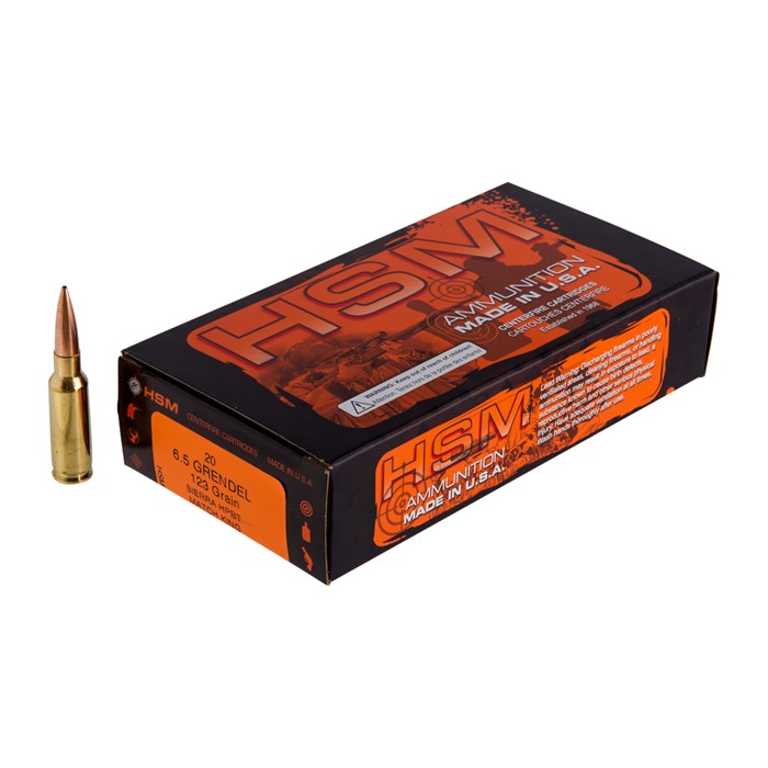 HSM Ammunition 6.5 Grendel 123gr SMK BTHP Ammo 20 Rounds