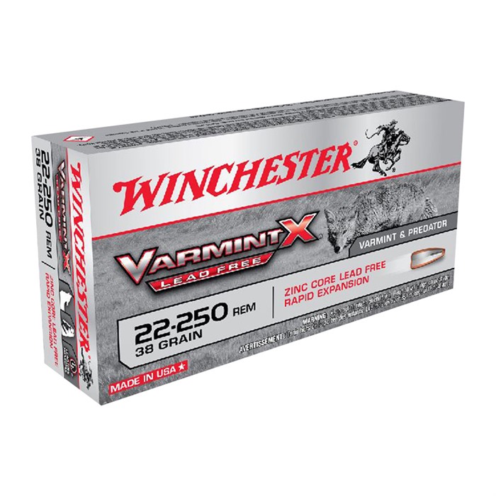 Winchester Ammo X22250PLF Varmint X 22-250 Rem 38 gr Lead Free Polymer Tip Rapid Expansion 20 Per Box/10 Cs