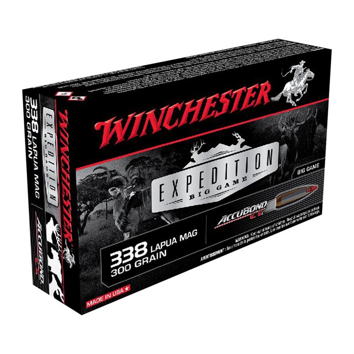 Winchester Ammo S338LCT Expedition Big Game 338 Lapua Mag 300 gr Winchester AccuBond CT 20 Per Box/ 10 Cs
