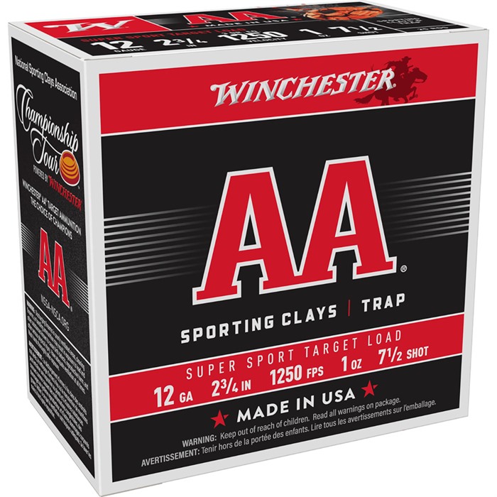 WINCHESTER AA 12 GAUGE 2-3/4" 1OZ #7.5 SHOT 1250 FPS 250/CASE