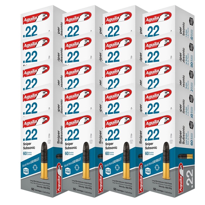 AGUILA 22LR 60GR SNIPER SUBSONIC LEAD SOLID POINT 1000/CASE