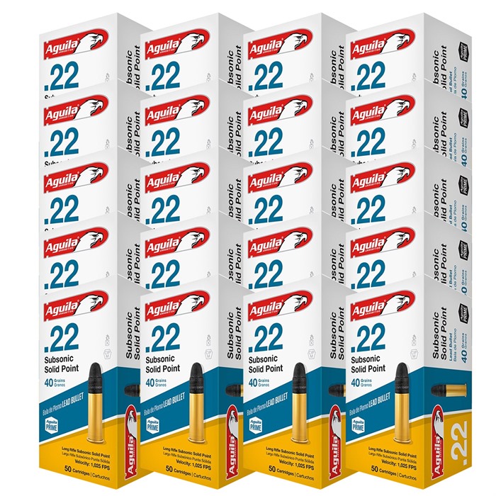 AGUILA 22 LONG RIFLE 40GR SUBSONIC LEAD SOLID POINT 1000/CASE