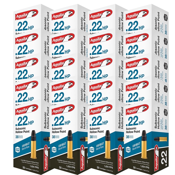 AGUILA 22 LONG RIFLE 38GR SUBSONIC LEAD HOLLOW POINT 1000/CASE