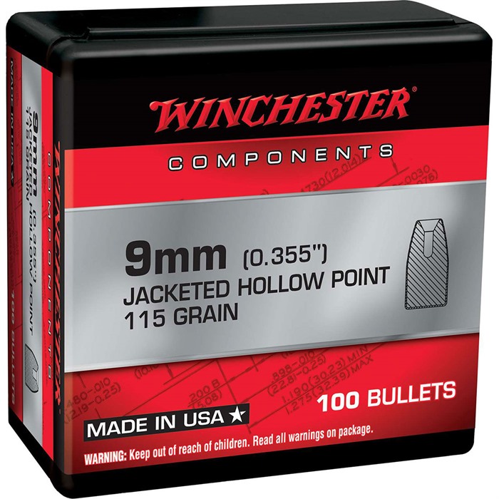 Winchester Ammo Wb9jhp115x Centerfire Handgun Reloading 9MM 115Gr Jacketed - Winchester - 9MM