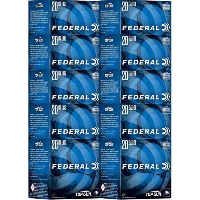 FEDERAL TOP GUN 20 GAUGE 2-3/4" 7/8OZ #7.5 SHOT 1250 FPS 250/CASE