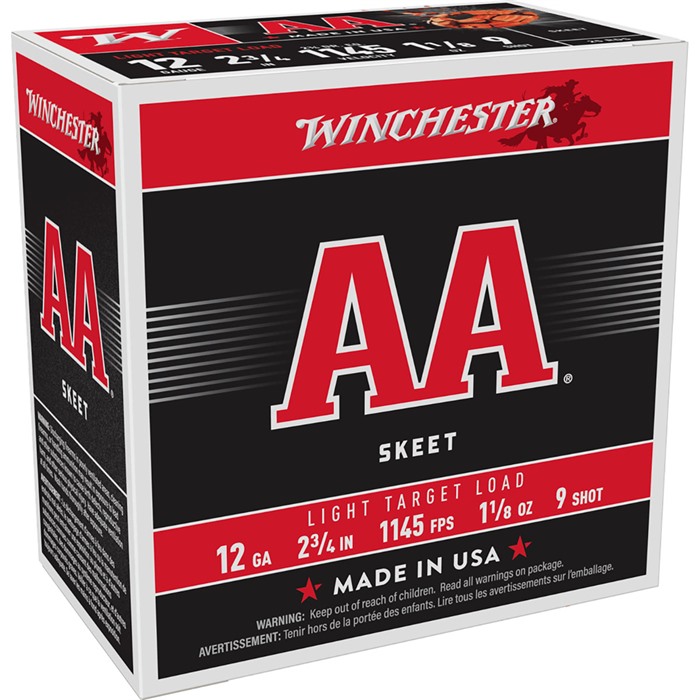 WINCHESTER AA LIGHT 12 GAUGE 2-3/4" 1-1/8 OZ #9 SHOT 250/CASE