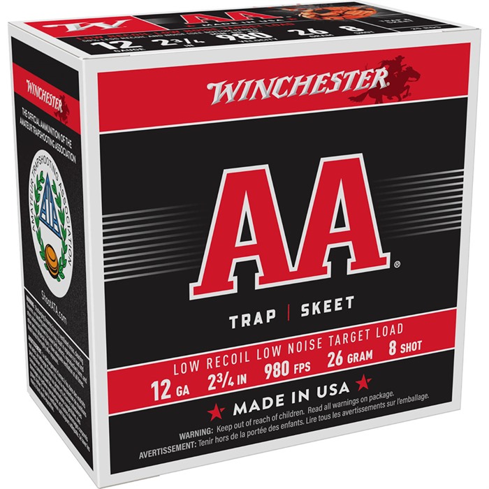 Winchester AA 12 GAUGE 2-3/4" 980 FPS 26 GRAM #8 SHOT 250/CASE