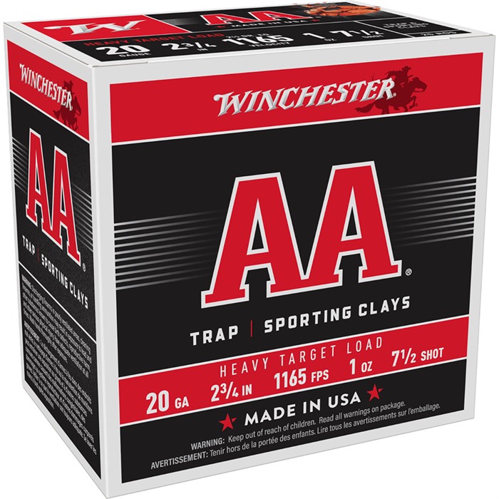 WINCHESTER AA SPORTING CLAYS 20 GAUGE 2-3/4" 1OZ #7.5 SHOT 250/CASE