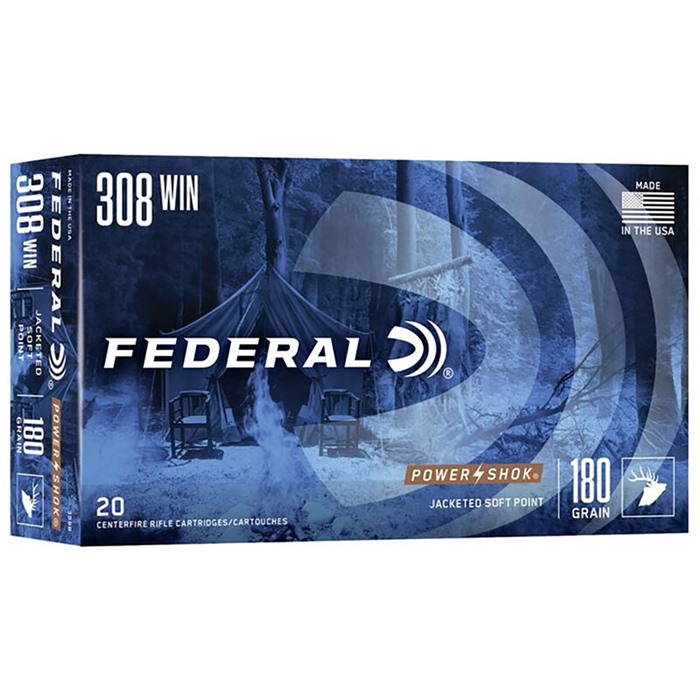 Federal 308B 308 Win 180 Grain Jacketed Soft Point 20 Rounds per Box - Federal Premium Ammunition - JACKETED SOFT POINT