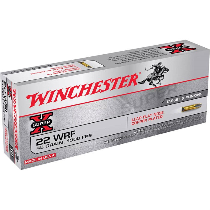 Winchester Ammo 22WRF Super-X 22 WRF 45 gr Lead Flat Nose Copper Plated 50 Bx/50 Cs